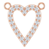 14K Gold Round Natural Diamond Accented Heart Necklace – 13.4x12.5mm - Rose Gold