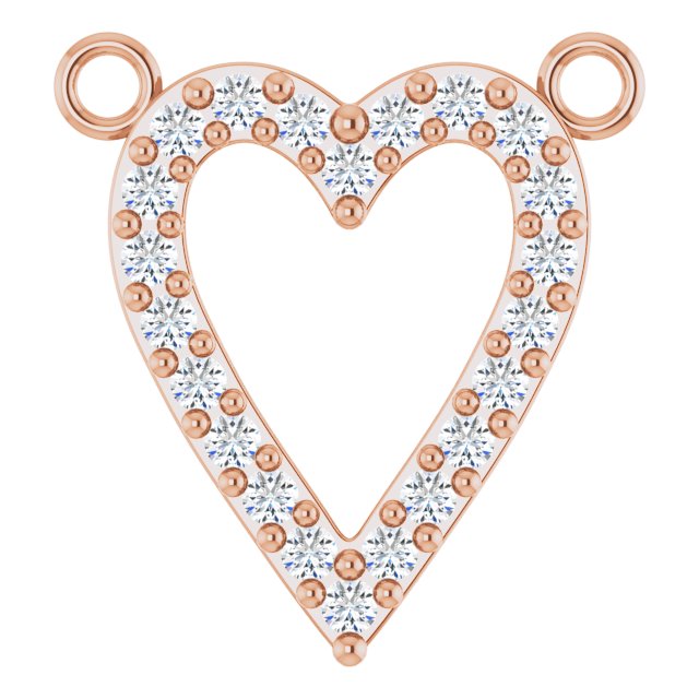 14K Gold Round Natural Diamond Accented Heart Necklace – 13.4x12.5mm - Rose Gold