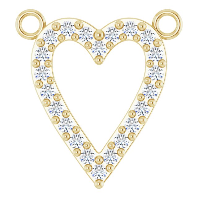 14K Gold Round Natural Diamond Accented Heart Necklace – 13.4x12.5mm - Yellow Gold