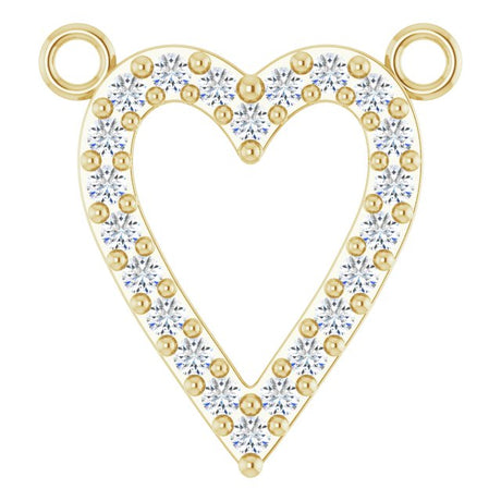 14K Gold Round Lab-Grown Diamond Accented Heart Necklace - Yellow Gold