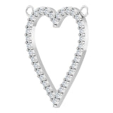 14K Gold Round Lab-Grown Diamond Accented Heart Necklace - White Gold - view 2