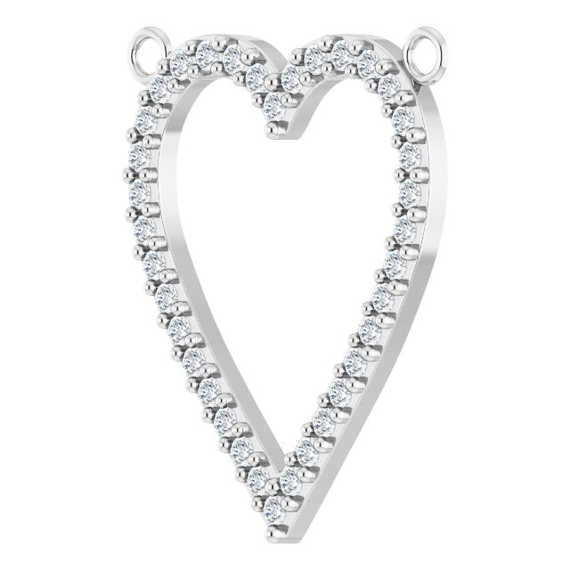 14K Gold Round Lab-Grown Diamond Accented Heart Necklace - White Gold - view 2