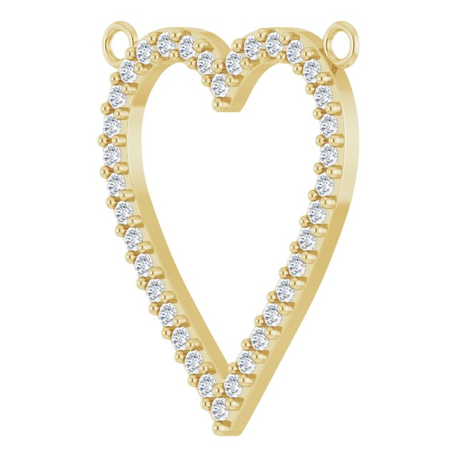 14K Gold Round Natural Diamond Accented Heart Necklace – 13.4x12.5mm - Yellow Gold - view 2