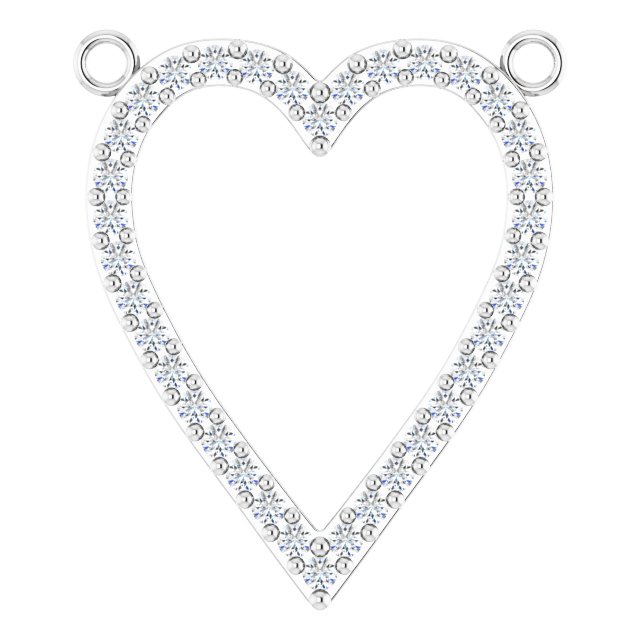 14K Gold Round Natural Diamond Accented Heart Necklace – 13.4x12.5mm - White Gold
