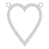 14K Gold Round Lab-Grown Diamond Accented Heart Necklace - White Gold