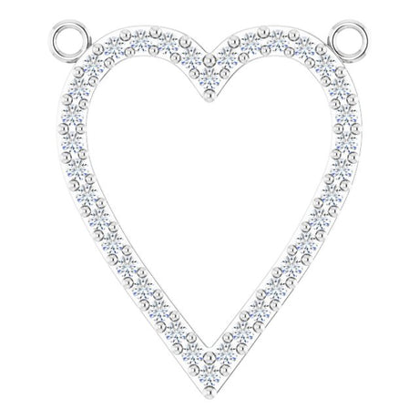 14K Gold Round Lab-Grown Diamond Accented Heart Necklace - White Gold