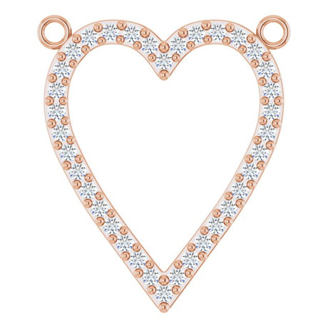 14K Gold Round Natural Diamond Accented Heart Necklace – 13.4x12.5mm - Rose Gold