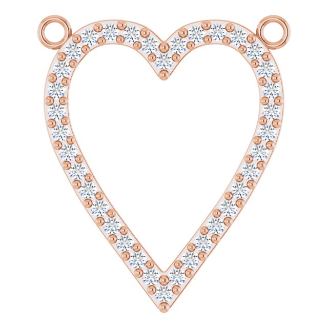 14K Gold Round Natural Diamond Accented Heart Necklace – 13.4x12.5mm - Rose Gold