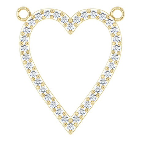 14K Gold Round Natural Diamond Accented Heart Necklace – 13.4x12.5mm - Yellow Gold