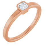 14K Gold Asscher Natural Diamond Bezel-Set Solitaire Ring - Rose Gold