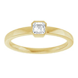 14K Gold Asscher Natural Diamond Bezel-Set Solitaire Ring - Yellow Gold - view 3