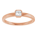 14K Gold Asscher Lab-Grown Diamond Bezel-Set Solitaire Ring - Rose Gold - view 3