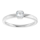 14K Gold Asscher Natural Diamond Bezel-Set Solitaire Ring - White Gold - view 3