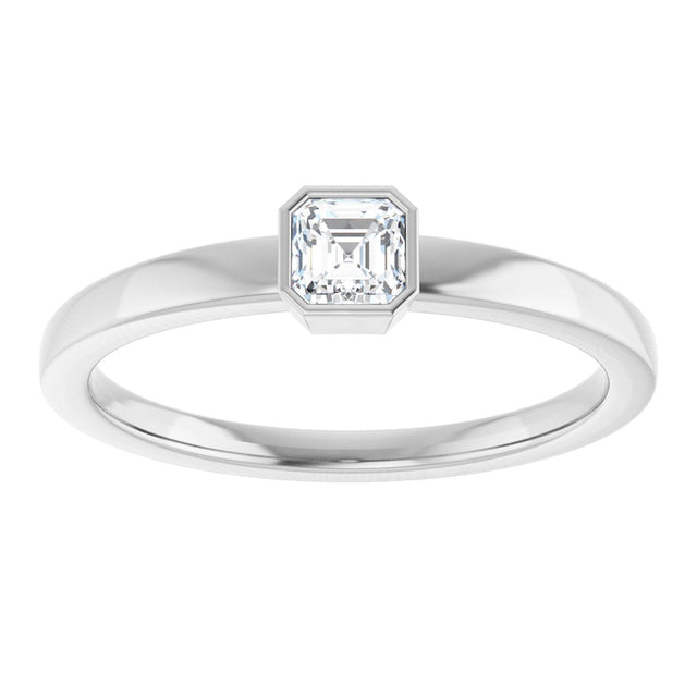 Platinum Asscher Lab-Grown Diamond Bezel-Set Solitaire Ring - view 3