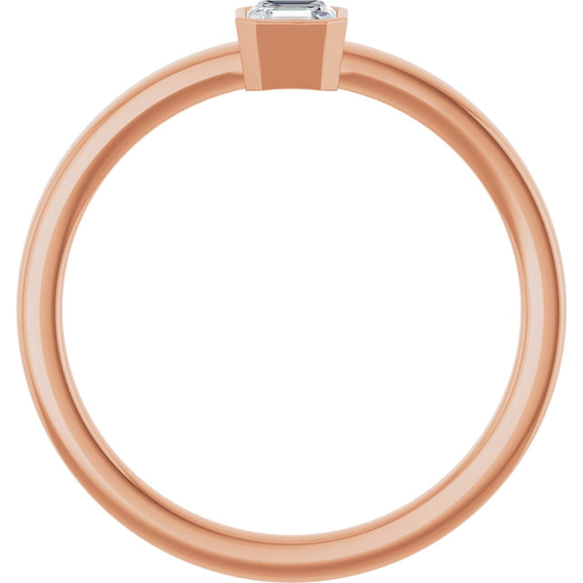 14K Gold Asscher Natural Diamond Bezel-Set Solitaire Ring - Rose Gold - view 2
