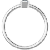 14K Gold Asscher Natural Diamond Bezel-Set Solitaire Ring - White Gold - view 2