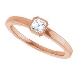 14K Gold Asscher Lab-Grown Diamond Bezel-Set Solitaire Ring - Rose Gold - view 5