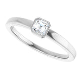 Platinum Asscher Natural Diamond Bezel-Set Solitaire Ring - view 5