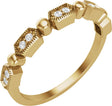 14K Gold Round Natural Diamond Stackable Ring – 1.2mm Stones - Yellow Gold