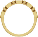 14K Gold Round Natural Diamond Stackable Ring – 1.2mm Stones - Yellow Gold - view 2