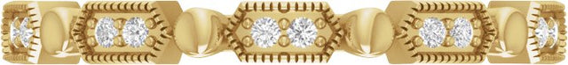 14K Gold Round Natural Diamond Stackable Ring – 1.2mm Stones - Yellow Gold - view 3