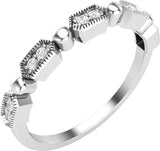 14K Gold Round Natural Diamond Stackable Ring – 1.2mm Stones - White Gold