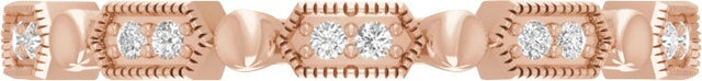 14K Gold Round Natural Diamond Stackable Ring – 1.2mm Stones - Rose Gold - view 3