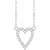 Platinum Round Natural Diamond Accented Heart Necklace – 13.4x12.5mm