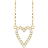 14K Gold Round Natural Diamond Accented Heart Necklace – 13.4x12.5mm - Yellow Gold