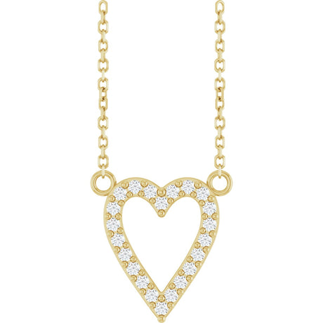 14K Gold Round Natural Diamond Accented Heart Necklace – 13.4x12.5mm - Yellow Gold