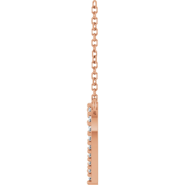 14K Gold Round Natural Diamond Accented Heart Necklace – 13.4x12.5mm - Rose Gold - view 3