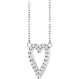 14K Gold Round Natural Diamond Accented Heart Necklace – 13.4x12.5mm - White Gold - view 2