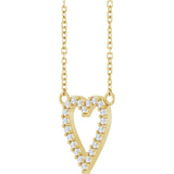 14K Gold Round Natural Diamond Accented Heart Necklace – 13.4x12.5mm - Yellow Gold - view 2