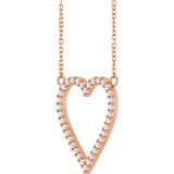 14K Gold Round Natural Diamond Accented Heart Necklace – 13.4x12.5mm - Rose Gold - view 2