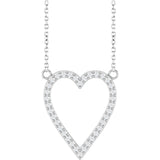 14K Gold Round Natural Diamond Accented Heart Necklace – 13.4x12.5mm - White Gold