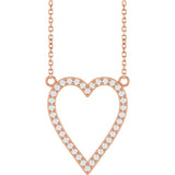 14K Gold Round Natural Diamond Accented Heart Necklace – 13.4x12.5mm - Rose Gold