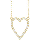 14K Gold Round Natural Diamond Accented Heart Necklace – 13.4x12.5mm - Yellow Gold