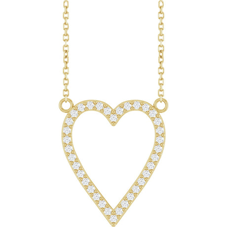 14K Gold Round Natural Diamond Accented Heart Necklace – 13.4x12.5mm - Yellow Gold