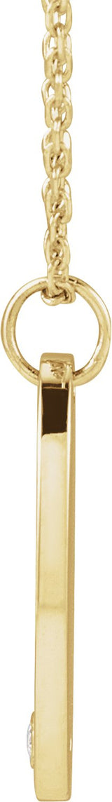 14K Gold Round Natural Diamond Engravable Accented Necklace or Pendant - Yellow Gold - view 4