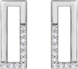 14K Gold Round Natural Diamond Accented Earrings - White Gold - view 2