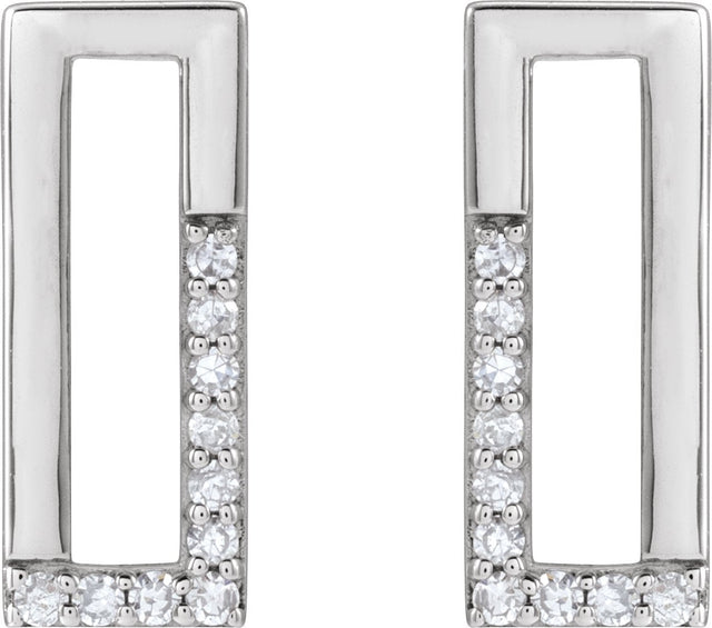 14K Gold Round Natural Diamond Accented Earrings - White Gold - view 2