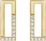 14K Gold Round Natural Diamond Accented Earrings - Yellow Gold - view 2