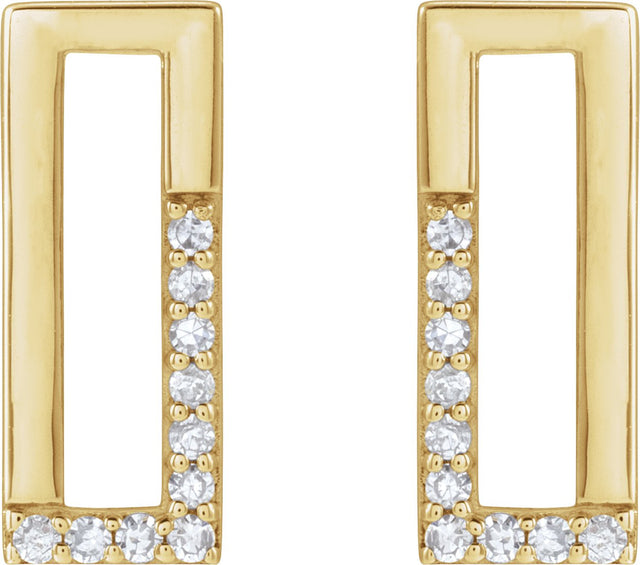 14K Gold Round Natural Diamond Accented Earrings - Yellow Gold - view 2