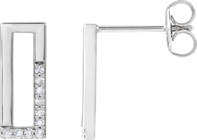 14K Gold Round Natural Diamond Accented Earrings - White Gold