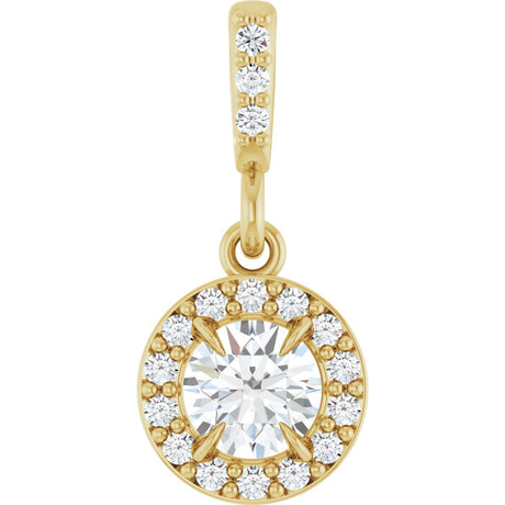 14K Gold Round Natural Diamond Halo-Style Pendant – up to 9/10 CTW - Yellow Gold
