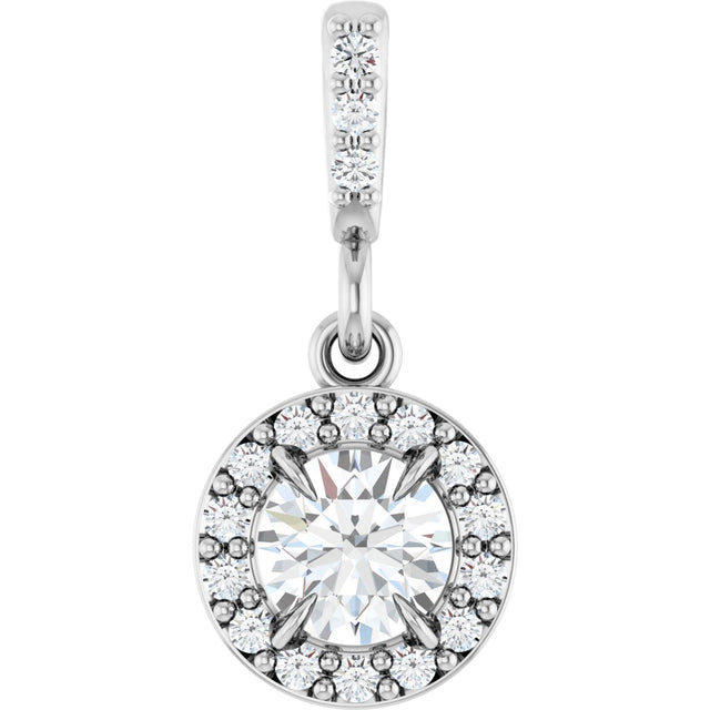 Platinum Round Lab-Grown Diamond Halo-Style Pendant