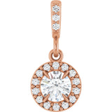 14K Gold Round Natural Diamond Halo-Style Pendant – up to 9/10 CTW - Rose Gold