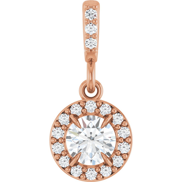 14K Gold Round Natural Diamond Halo-Style Pendant – up to 9/10 CTW - Rose Gold