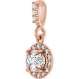 14K Gold Round Natural Diamond Halo-Style Pendant – up to 9/10 CTW - Rose Gold - view 2