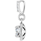 14K Gold Round Natural Diamond Halo-Style Pendant – up to 9/10 CTW - White Gold - view 3